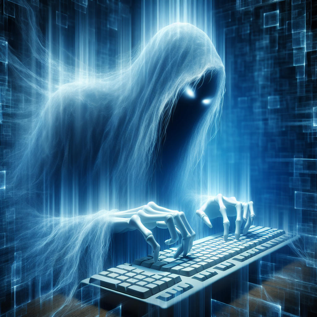 The digital ghost of Fivem spammer at his keyboard station