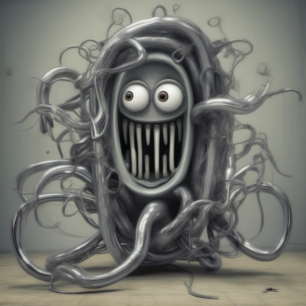 Clippy, his paperclip form twisted into a weapon, ensnaring his victims.