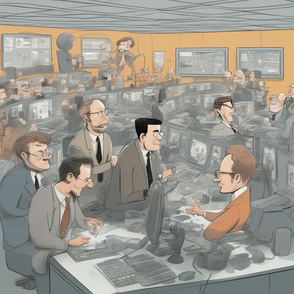 A cartoon image showing a group of wibble journalists investigating and debunking the AI-generated allegations